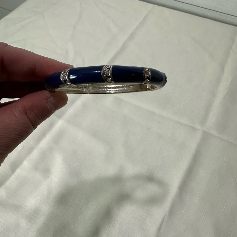 Blue and Silver Hinged Bangle